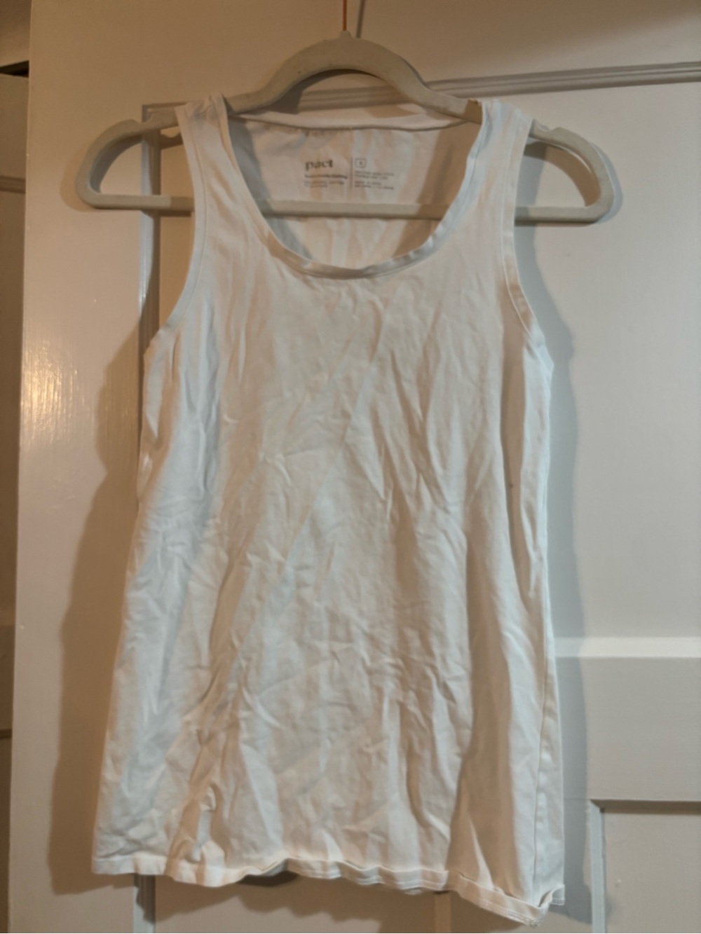 Pact White Scoop Neck Tank Top